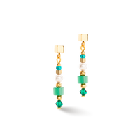 Boucles d'oreilles Square Stripes or-vert