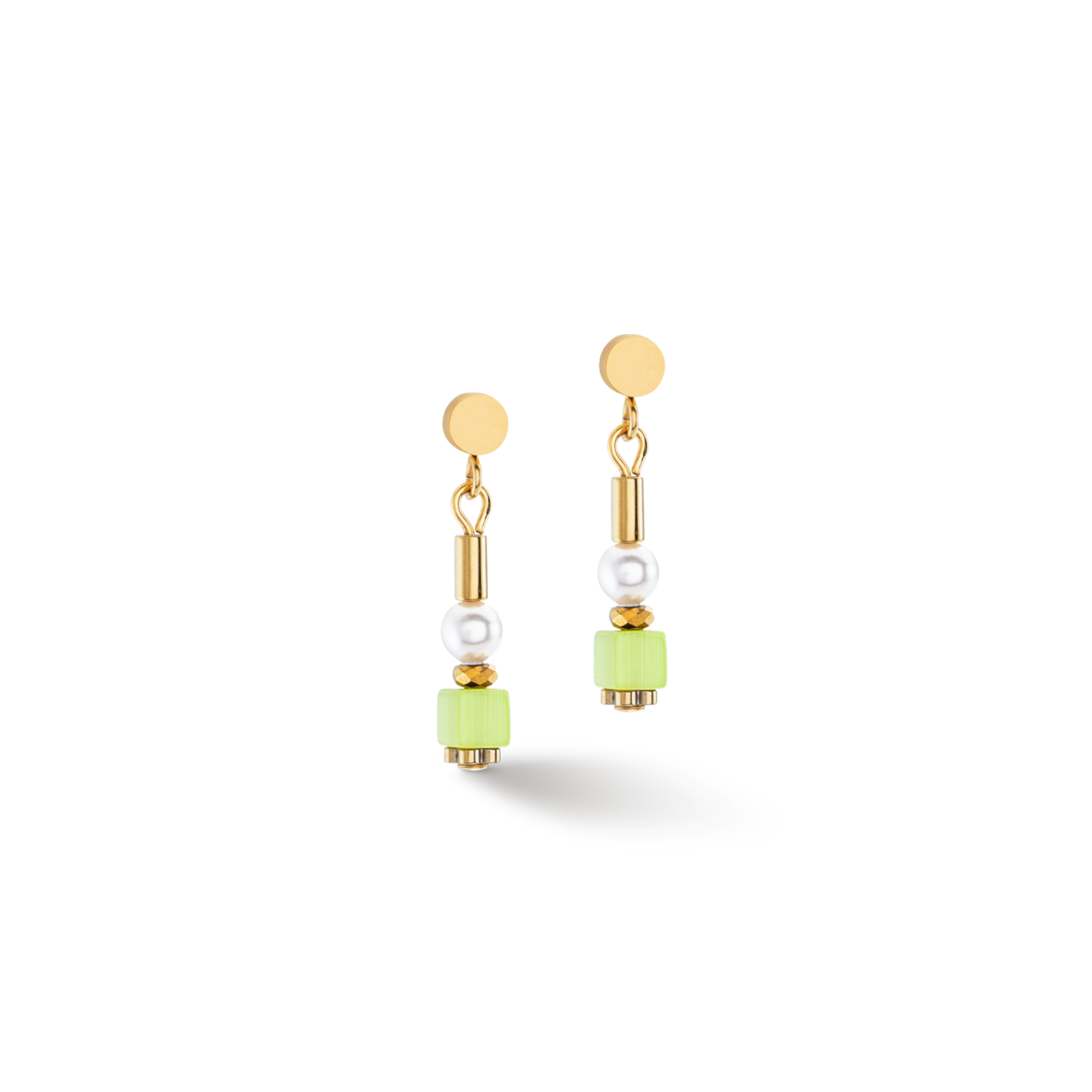 Boucles d'oreilles Mini Cubes & Pearls Mix or-rainbow