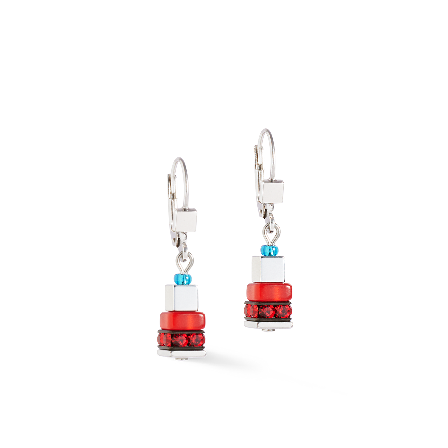 Boucles d'oreilles Modern Future Cube bleu-rouge