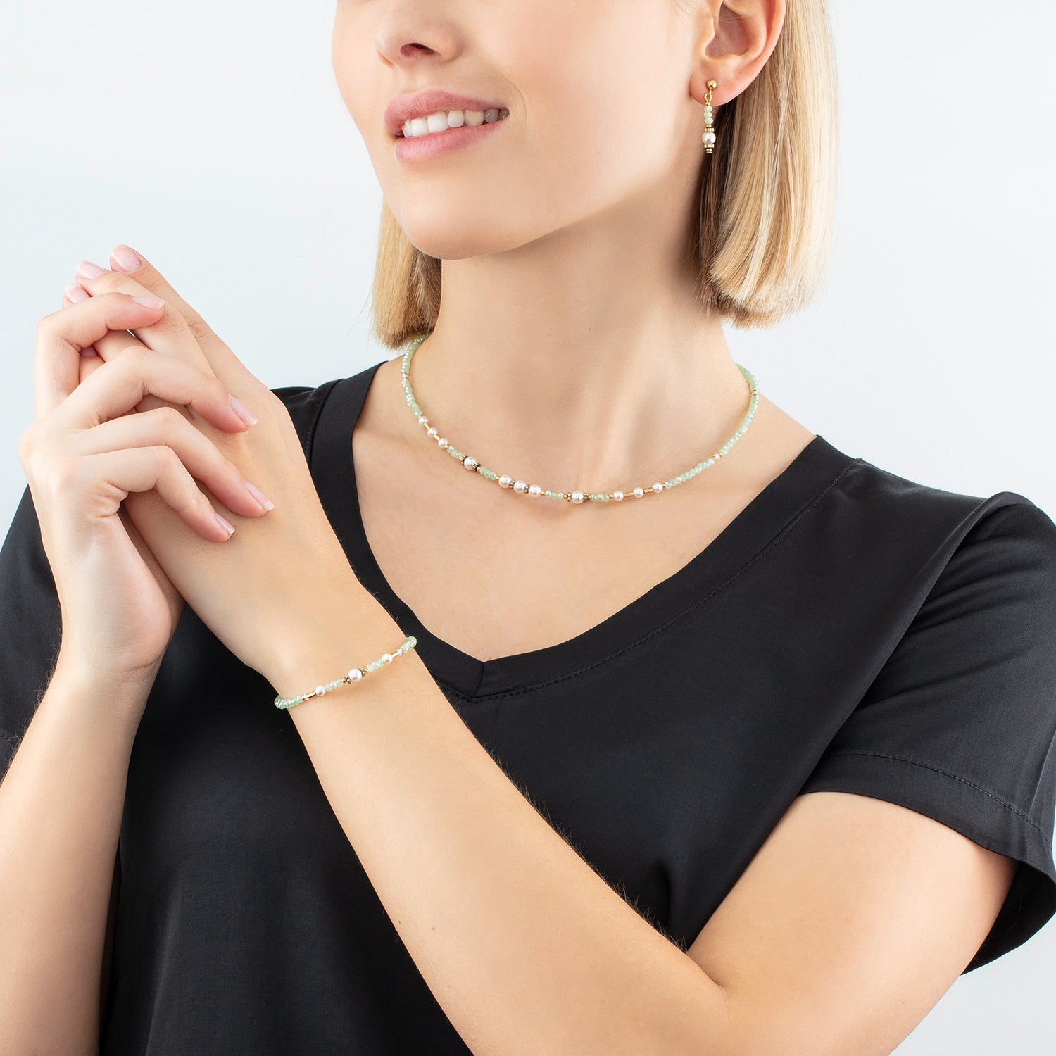 Collier Little Twinkle Pearl Mix vert clair