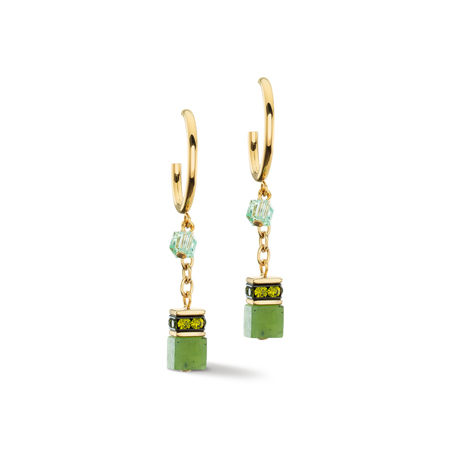 Boucles d'oreilles créole GeoCUBE® Festive Layer or-vert