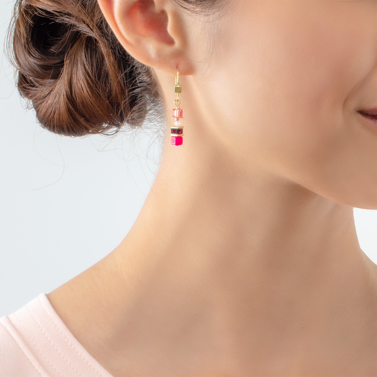 Boucles d'oreilles Mini Cubes Magenta