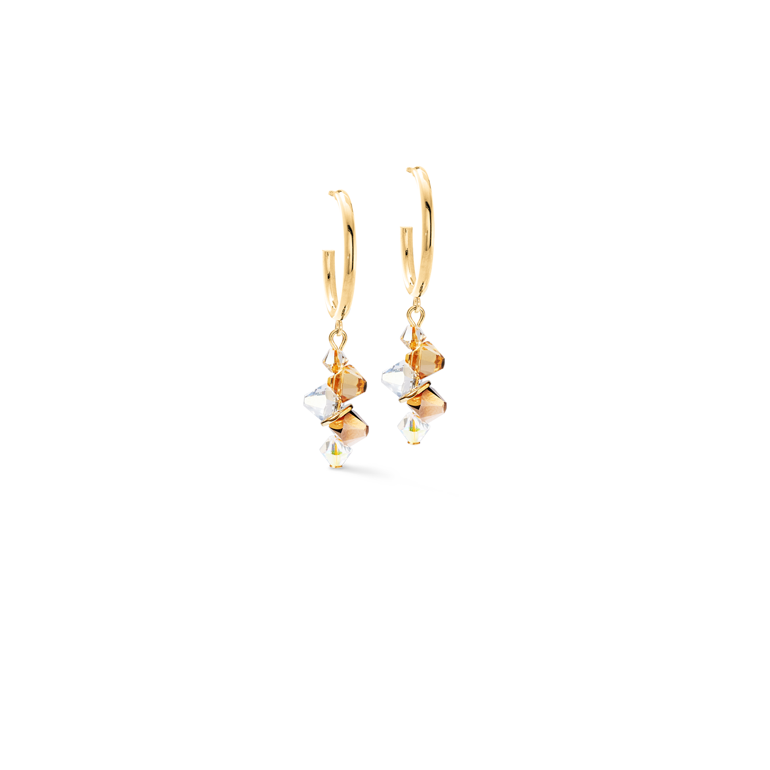 Boucles d'oreilles Dancing Crystals or-beige