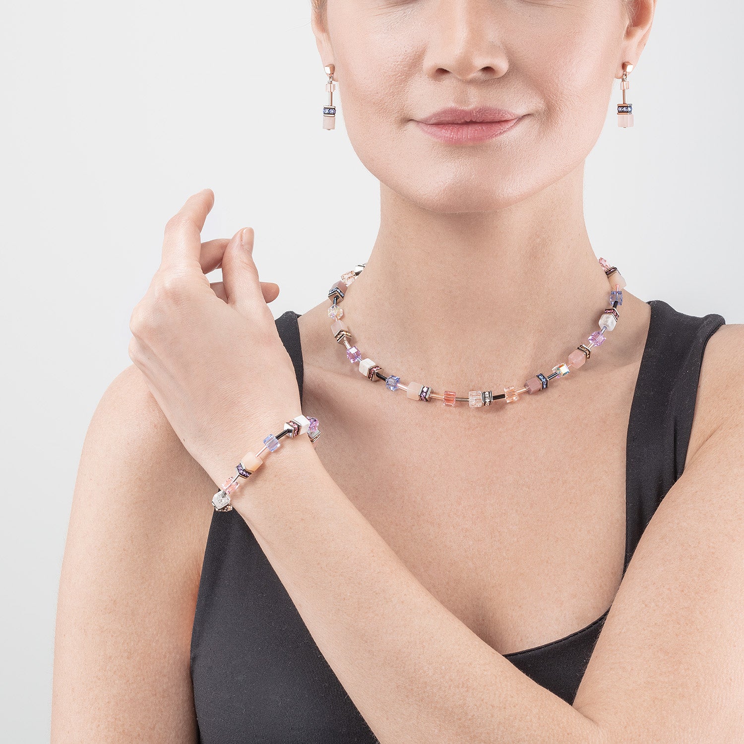 Collier GeoCUBE® Iconic Precious lilas-bleu
