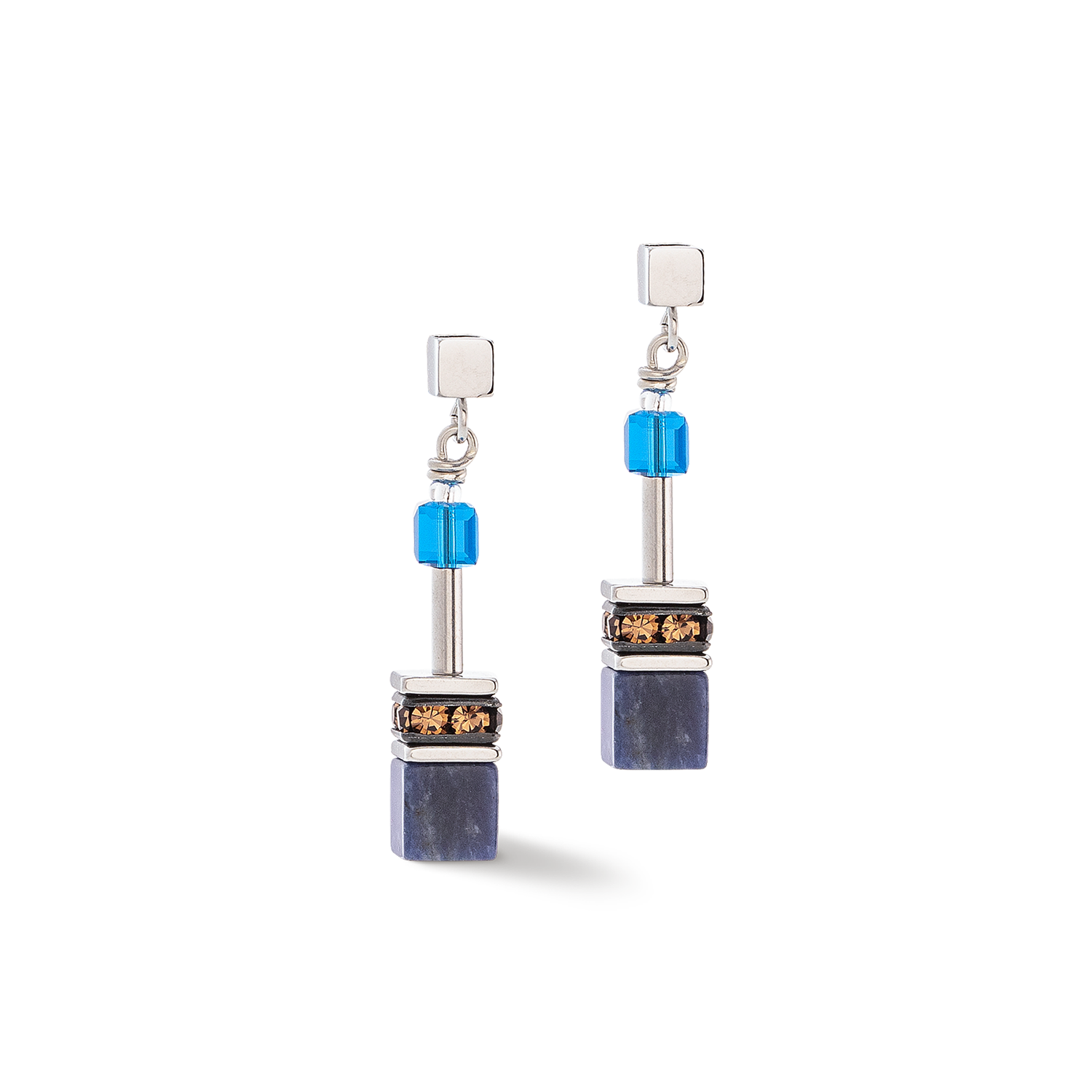 Boucles d'oreilles GeoCUBE® Iconic Precious bleu-brun