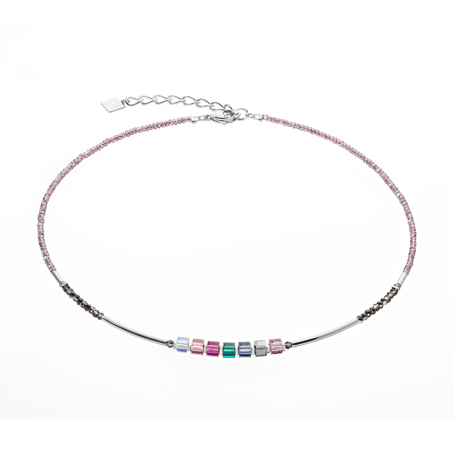 Collier Cube Story Minimalistic Sparkling Multicolour Art Nouveau