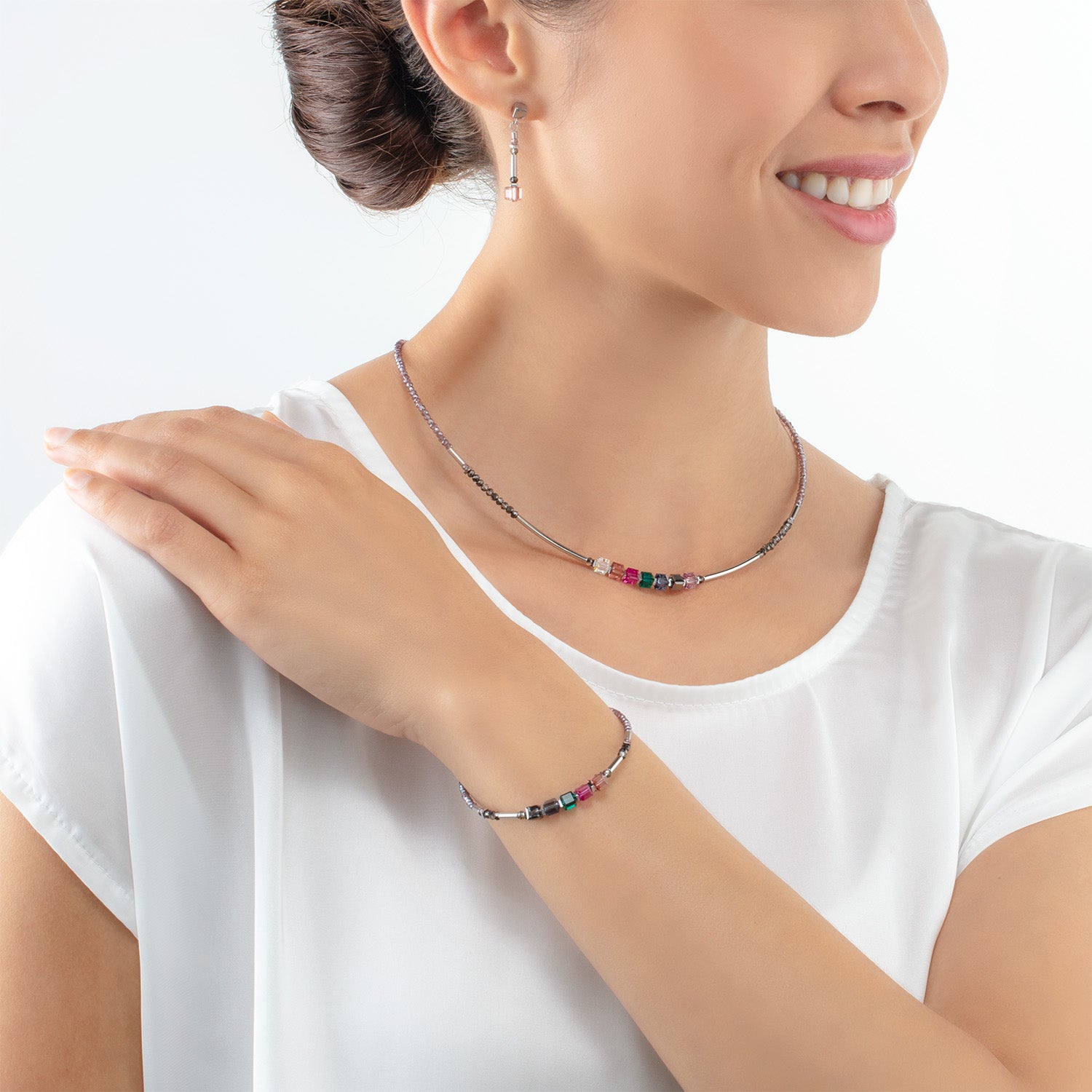 Collier Cube Story Minimalistic Sparkling Multicolour Art Nouveau