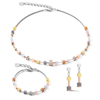 Boucles d'oreille GeoCUBE® fin beige-olive pastel