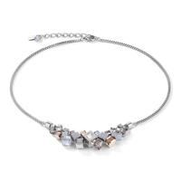 Collier GeoCUBE® cluster argent-or rose
