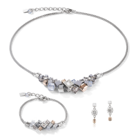 Collier GeoCUBE® cluster argent-or rose