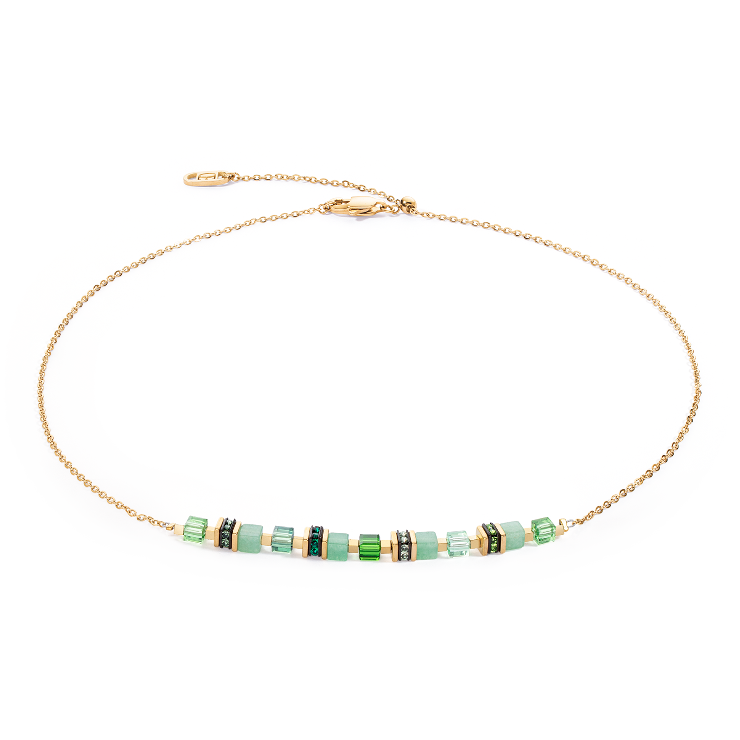 Collier Mini Cubes & Chain or-vert