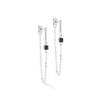 Boucles d'oreilles Mini Cubes & Chain argent-noir