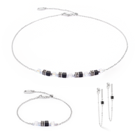 Boucles d'oreilles Mini Cubes & Chain argent-noir