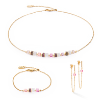 Boucles d'oreilles Mini Cubes & Chain or-rose