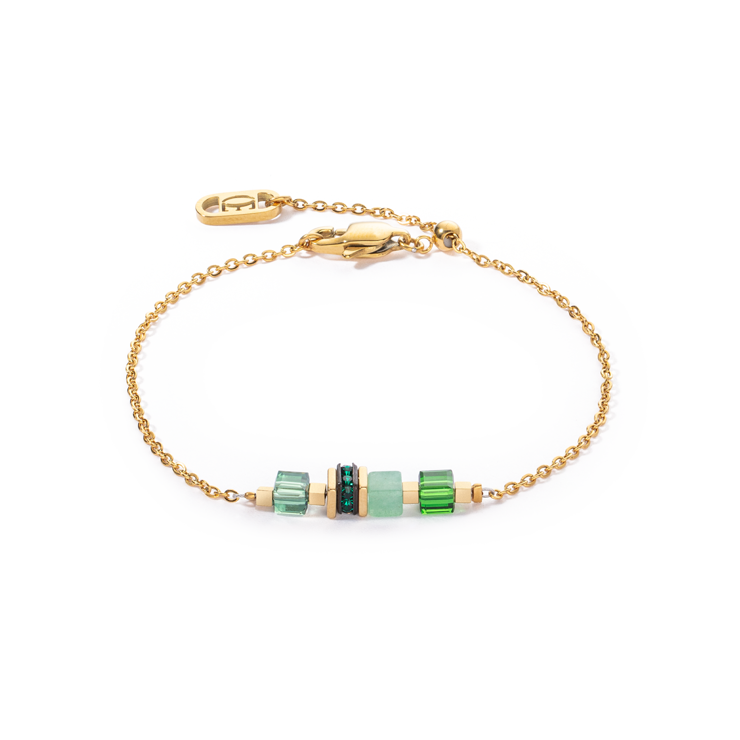 Bracelet Mini Cubes & Chain or-vert