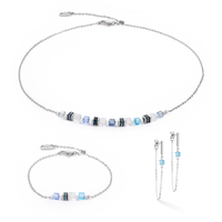 Bracelet Mini Cubes & Chain argent-bleu