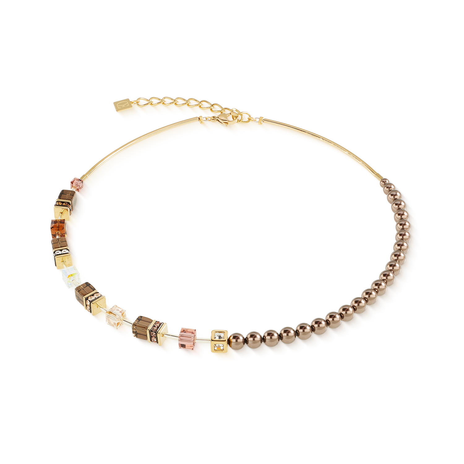 Collier GeoCUBE® Precious Fusion Pearls Mocha Mousse