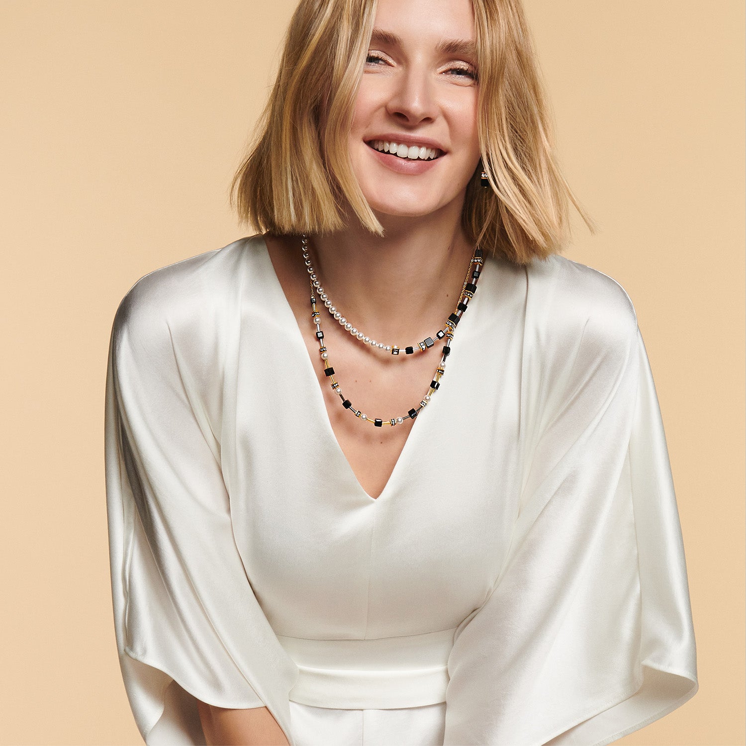 Collier GeoCUBE® Precious Fusion Pearls noir-or