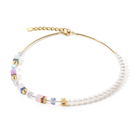Collier GeoCUBE® Precious Fusion Pearls multicolore pastel