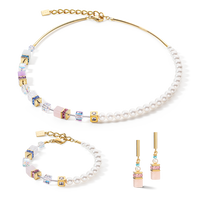 Collier GeoCUBE® Precious Fusion Pearls multicolore pastel