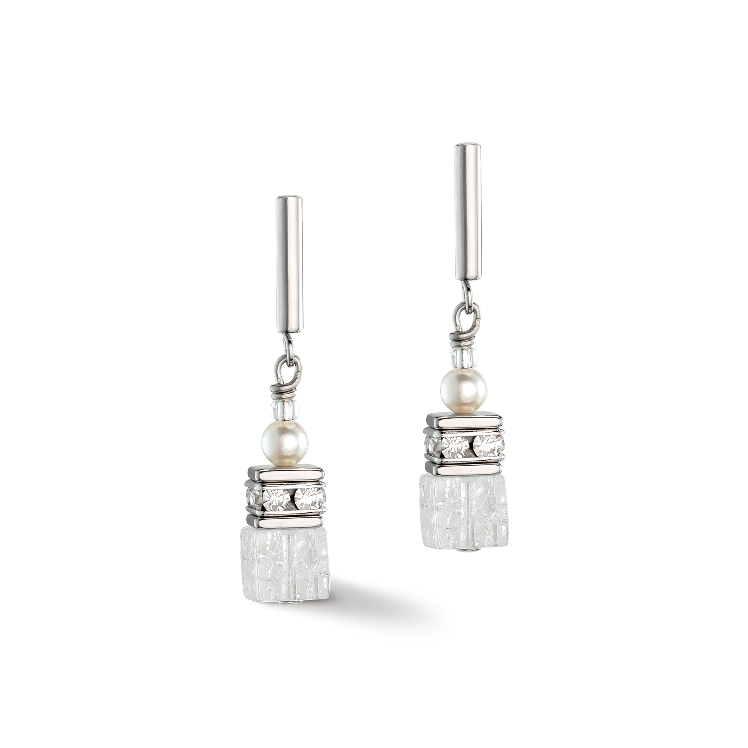 Boucles d'oreilles GeoCUBE® Precious Fusion Pearls blanc