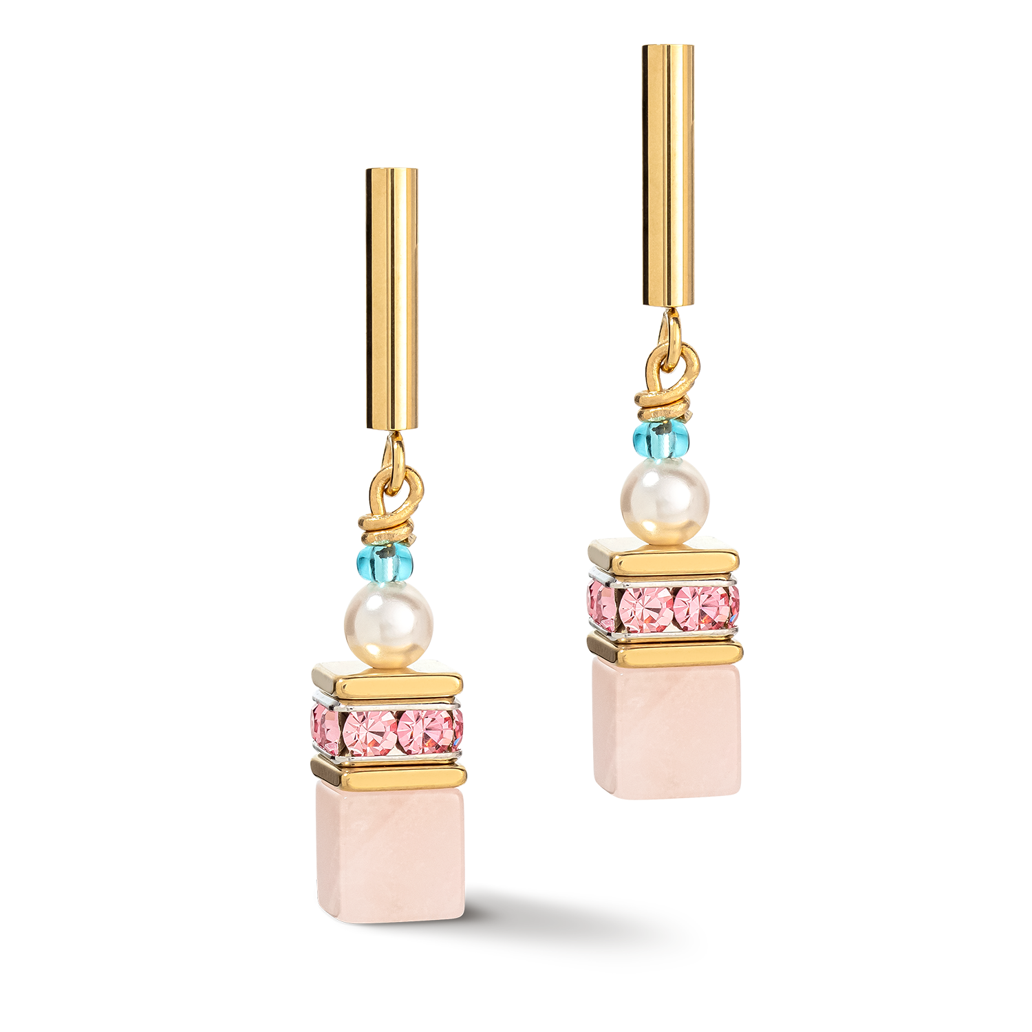 Boucles d'oreilles GeoCUBE® Precious Fusion Pearls blanc
