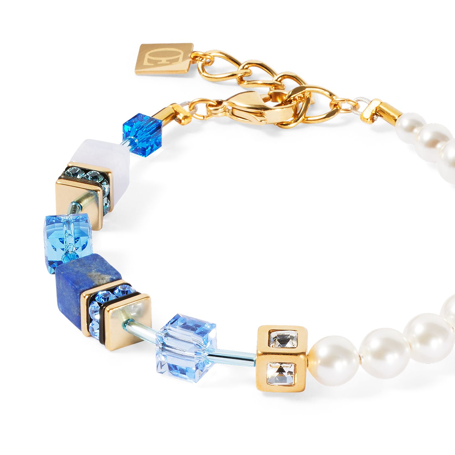 Bracelet GeoCUBE® Precious Fusion Pearls bleu