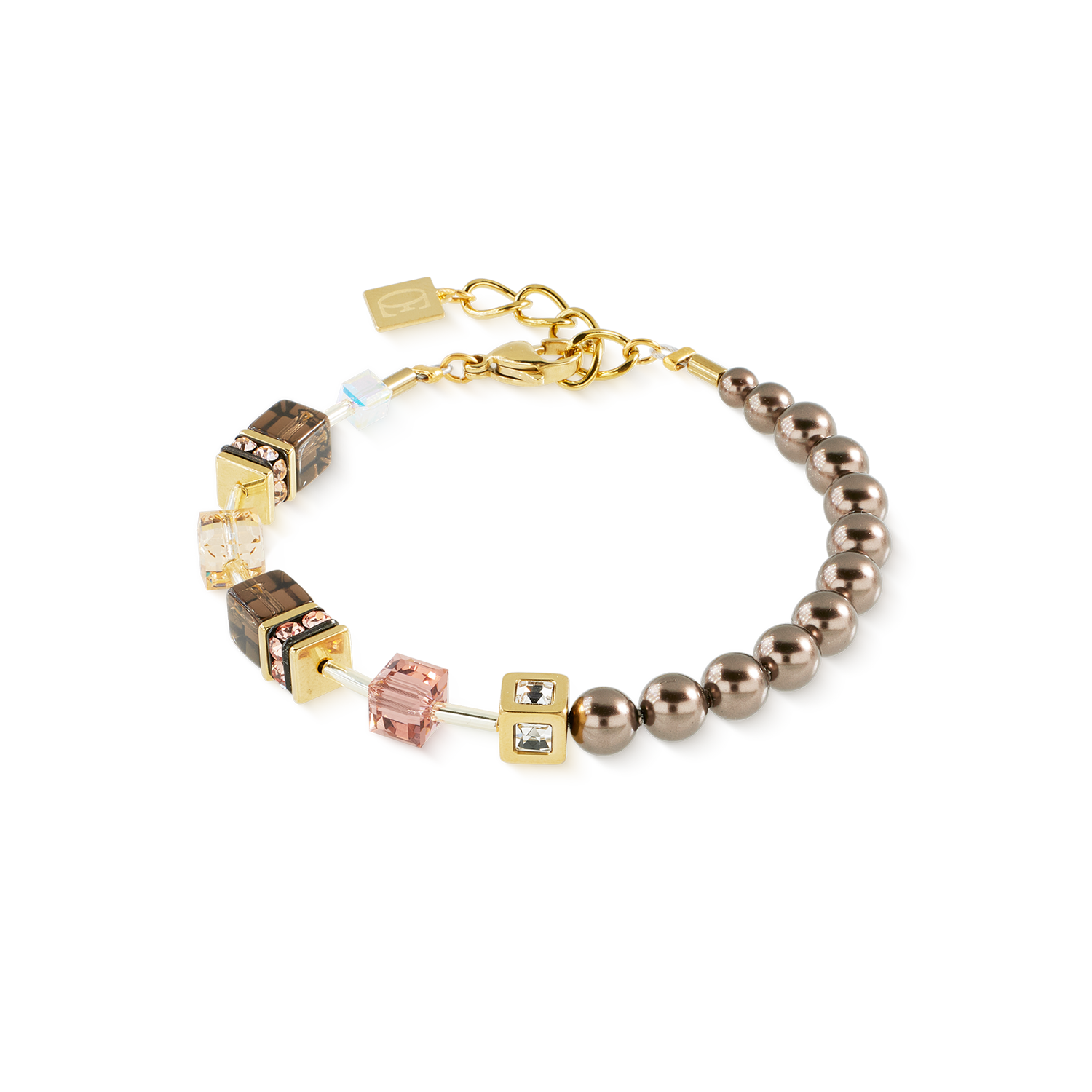 Bracelet GeoCUBE® Precious Fusion Pearls Mocha Mousse