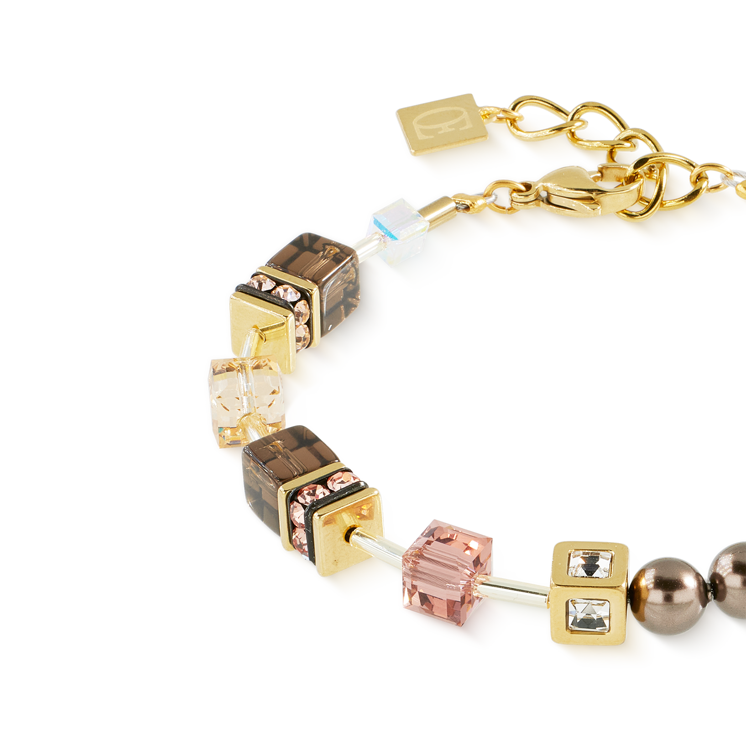 Bracelet GeoCUBE® Precious Fusion Pearls Mocha Mousse