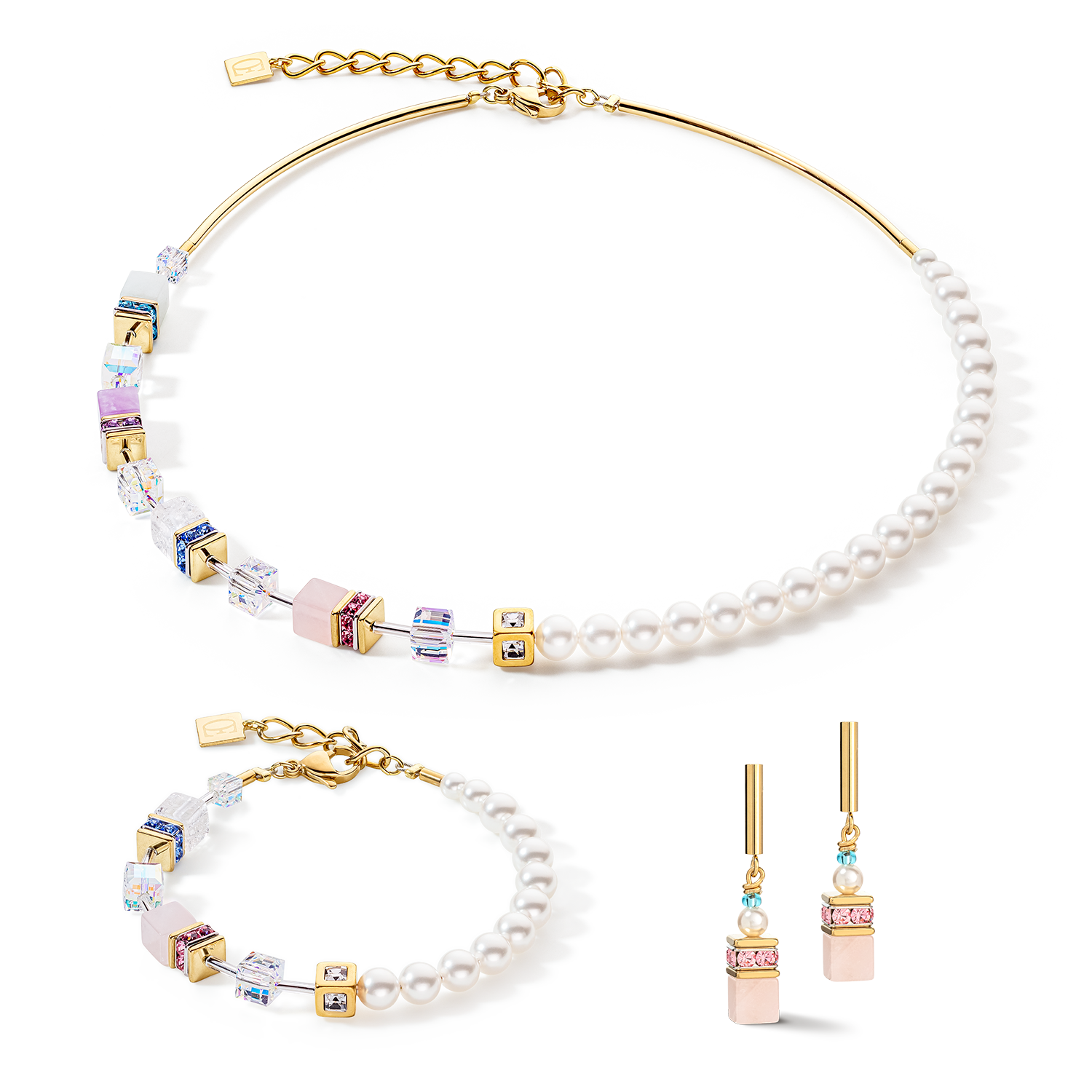 Bracelet GeoCUBE® Precious Fusion Pearls blanc