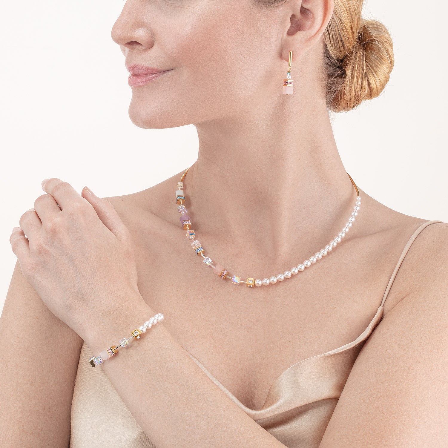 Bracelet GeoCUBE® Precious Fusion Pearls blanc