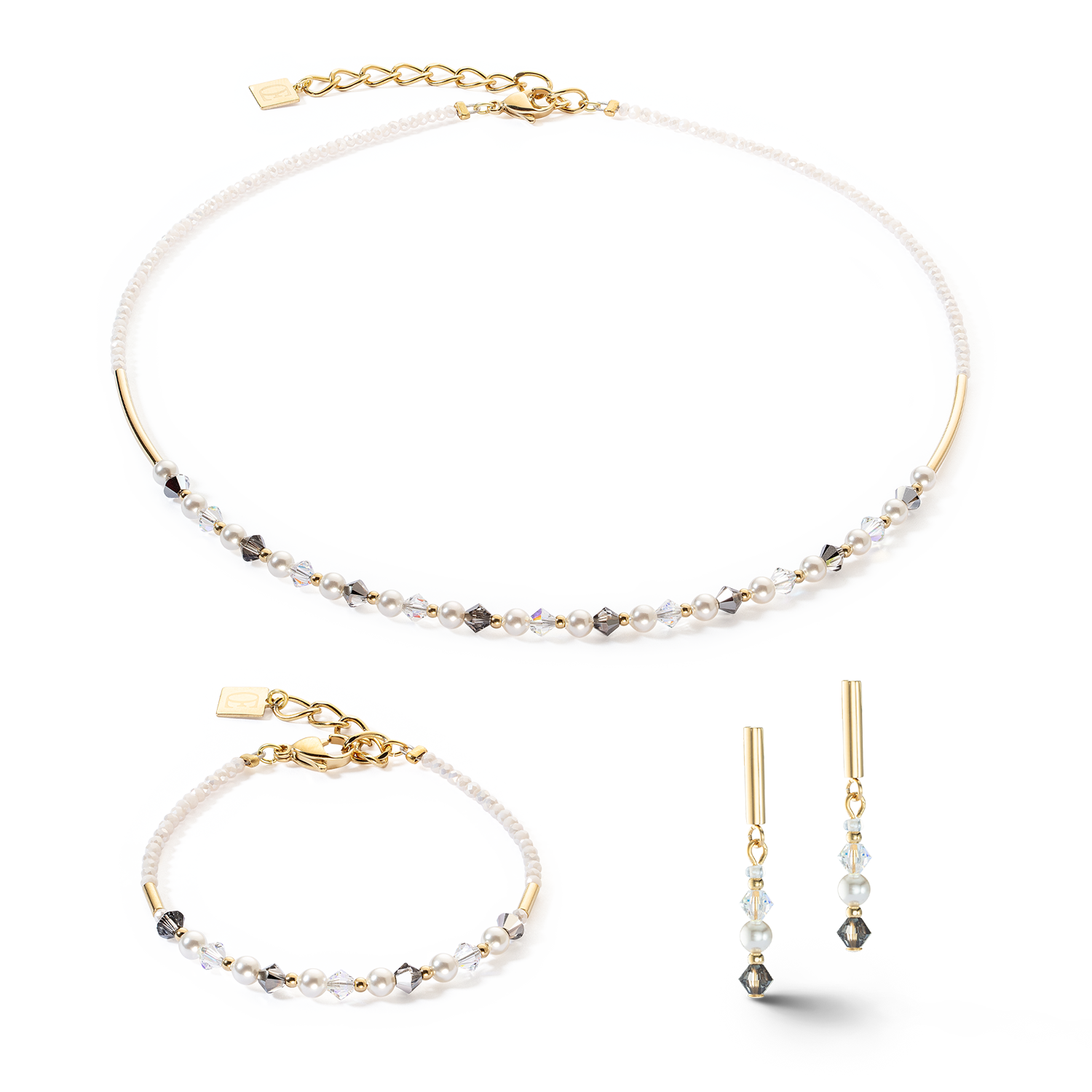 Boucles d'oreilles Princess Pearls gris-cristal