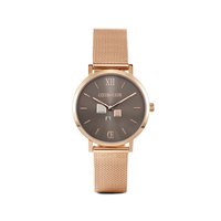 Montre Ronde Mocca Sunray Milanaise Acier Inoxydable Or Rose
