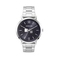 Montre Ronde Statement Unisex Sunray Midnight Blue Acier Inoxydable Argent Satiné