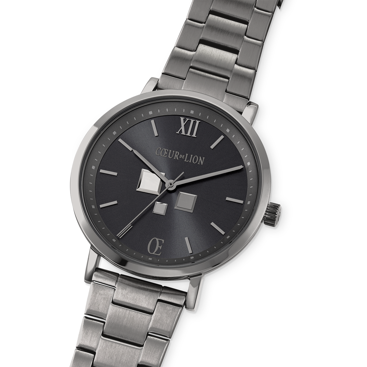 Montre Ronde Statement Unisex Anthracite Sunray Acier Inoxydable Light Gun Metal Satiné