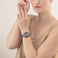 Montre Ronde Statement Unisex Anthracite Sunray Acier Inoxydable Light Gun Metal Satiné