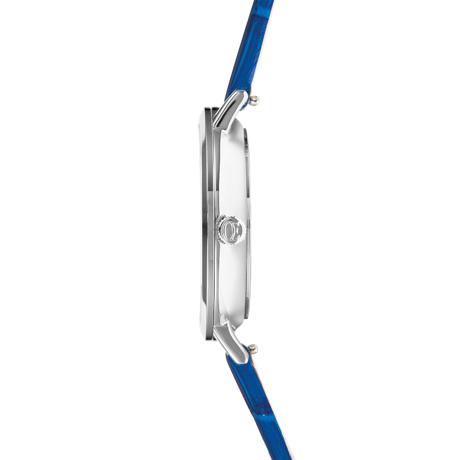 Montre Ronde Sparkling Sunray Bracelet Cuir Royal Blue