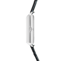 Montre Iconic Cube Spikes Argent Bracelet Cuir Noir