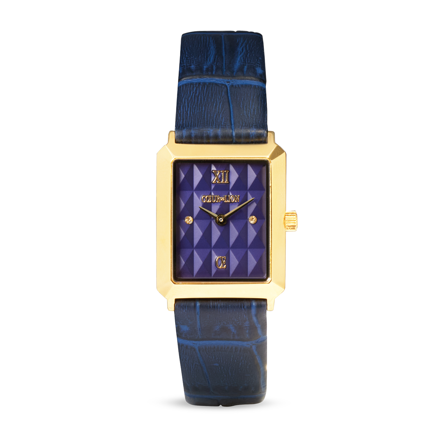 Montre Iconic Spikes Bracelet Cuir Midnight Blue Or