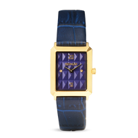 Montre Iconic Spikes Bracelet Cuir Midnight Blue Or