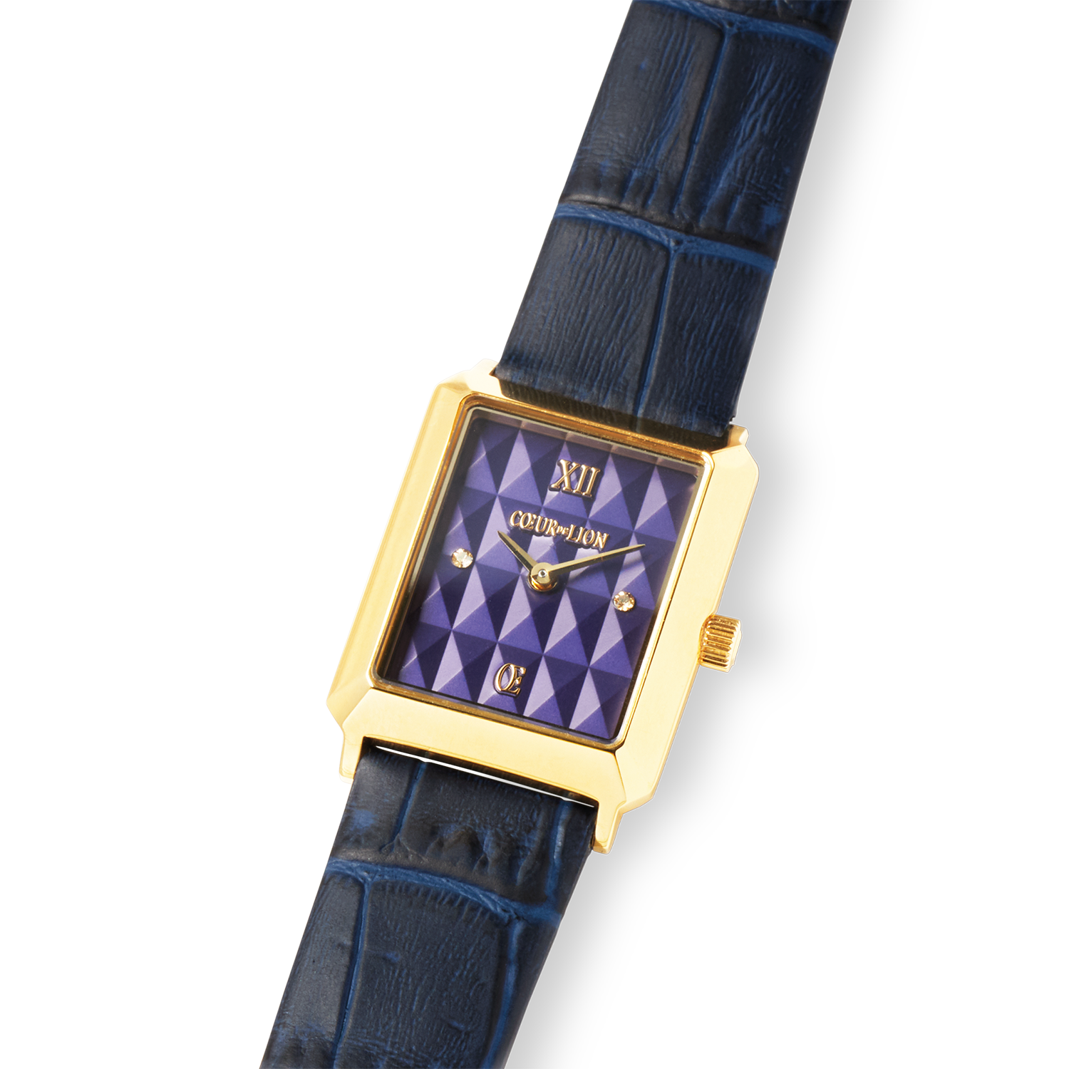 Montre Iconic Spikes Bracelet Cuir Midnight Blue Or