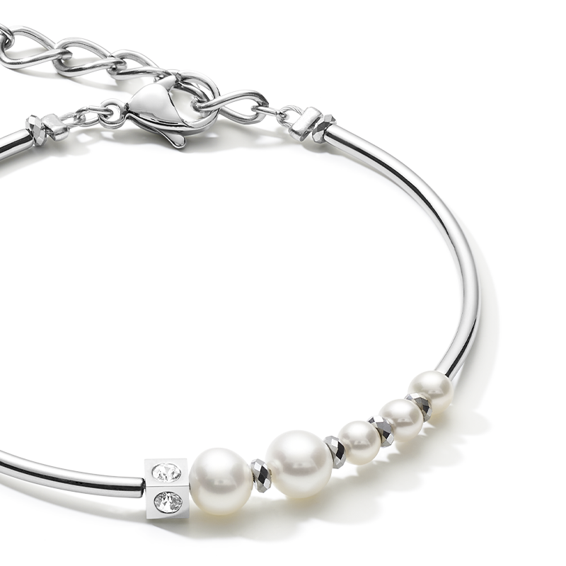 Bracelet femme coeur de lion asymÉtrie perles d'eau douce acier
