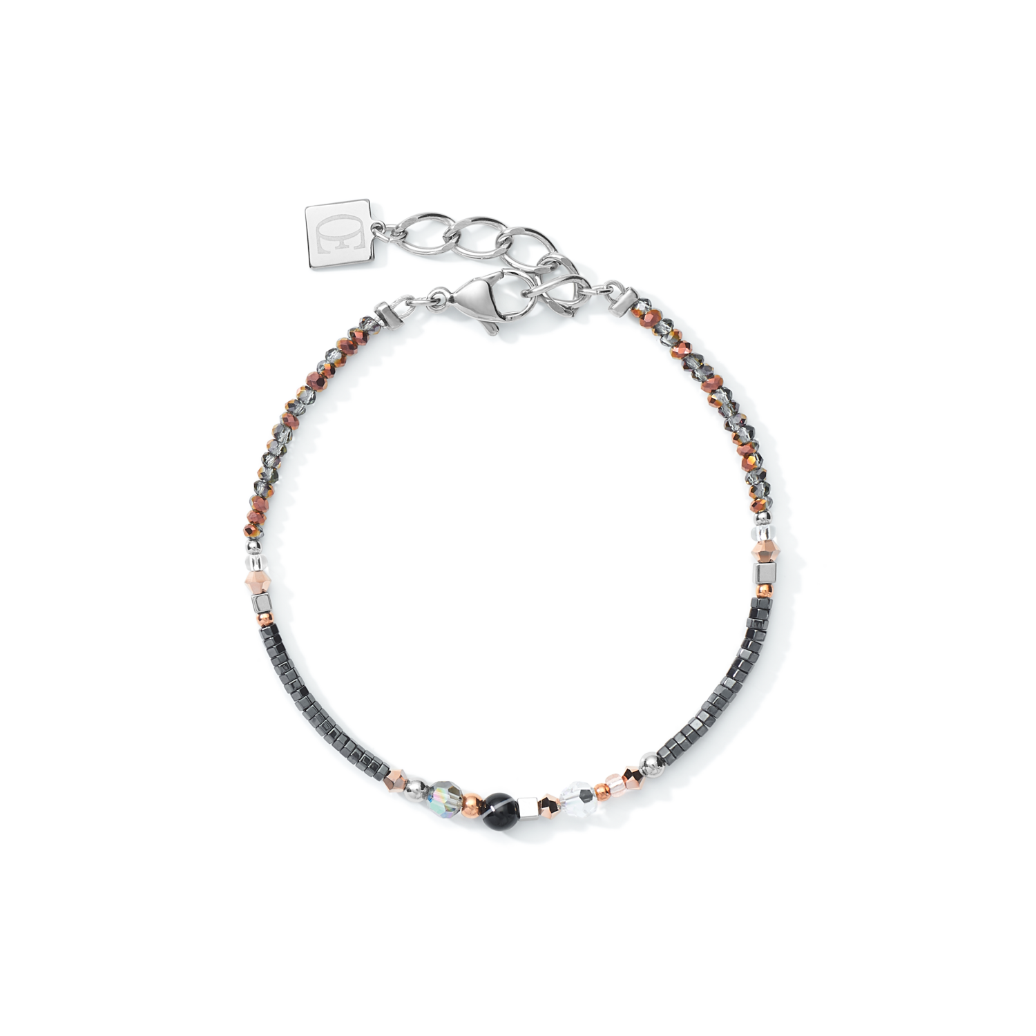 Bracelet Amulette small Cristaux Swarovski® & onyx rayé gris
