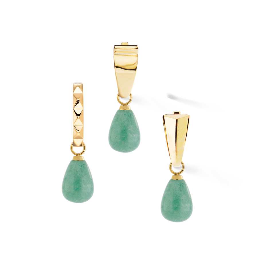 EAR ME UP Charm goutte d'or-vert