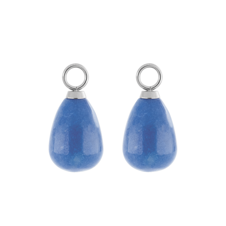 EAR ME UP Charm goutte argent-bleu
