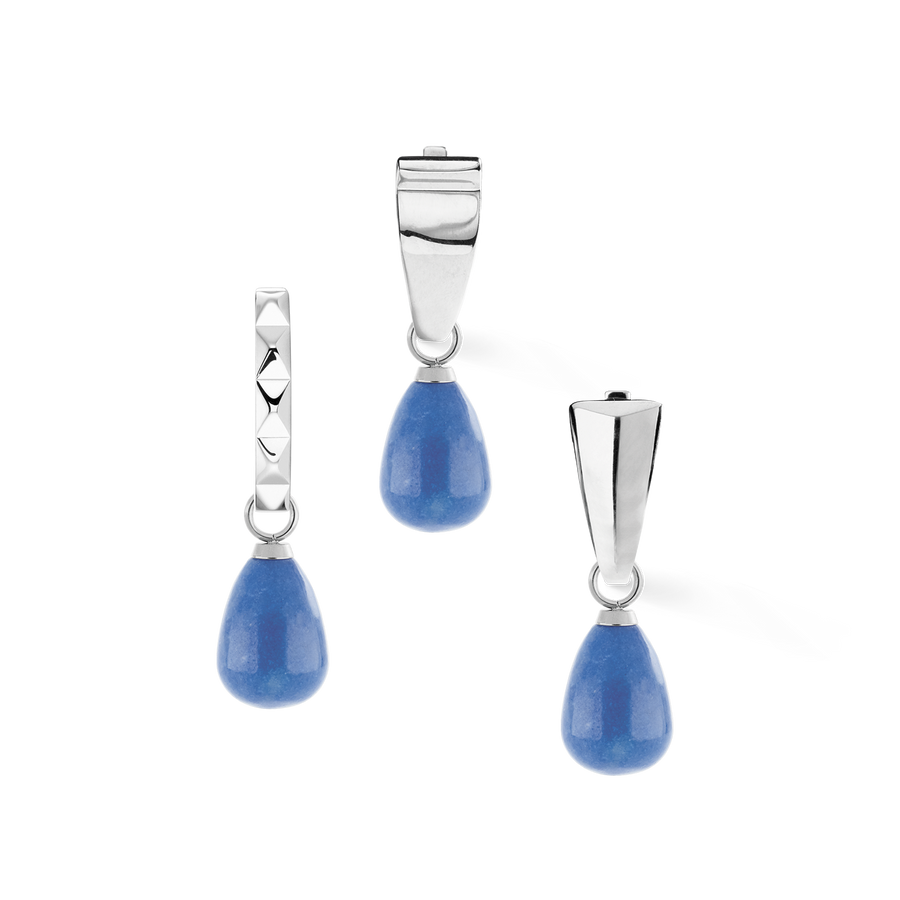 EAR ME UP Charm goutte argent-bleu