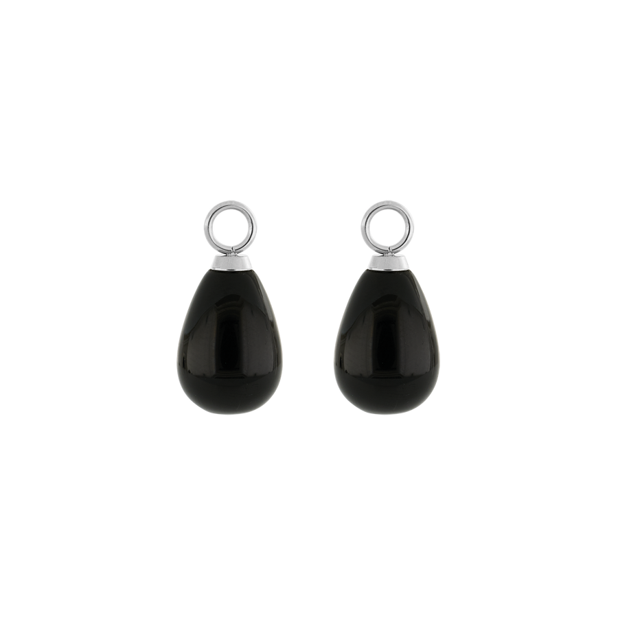 EAR ME UP Charm goutte argent-noir
