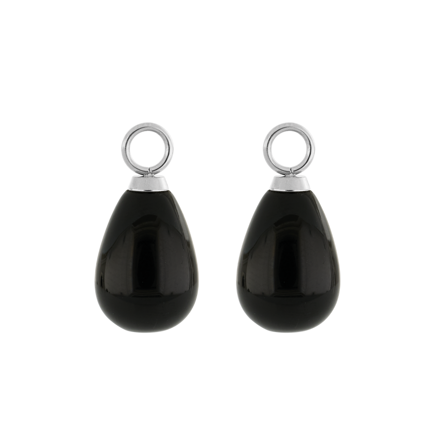 EAR ME UP Charm goutte argent-noir