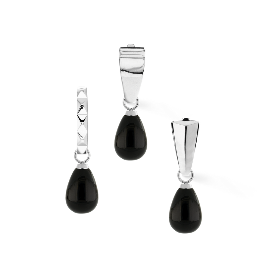 EAR ME UP Charm goutte argent-noir