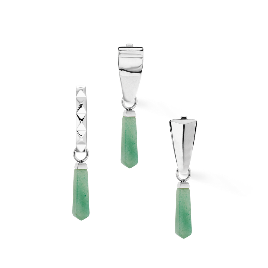 EAR ME UP Charm obélisque argent-vert